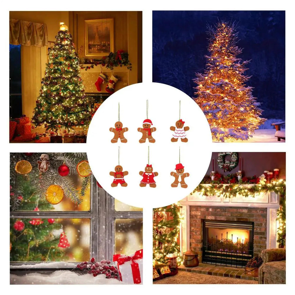 $10 christmas gifts 6pcs Gingerbread Man Ornaments Doll Christmas Decoration Pendants Xmas Tree Hanging Ornament Christmas for Home New Year Gift