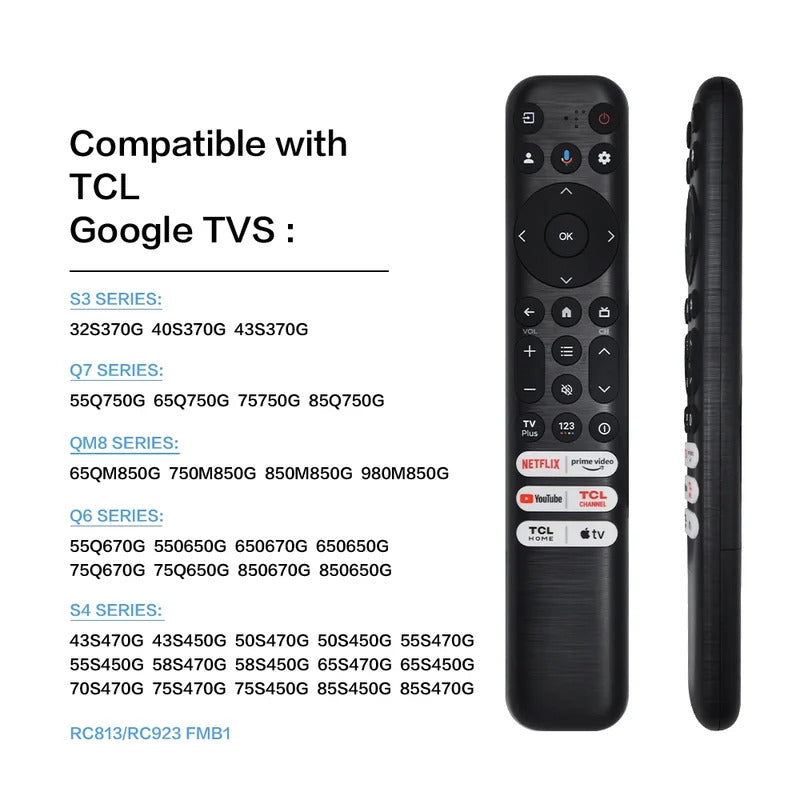 New RC813 FMB1 Voice Remote Control Suitable for TCL Q550G Q650G Q670G Q750G S370G LED UHD QLED Smart TVs