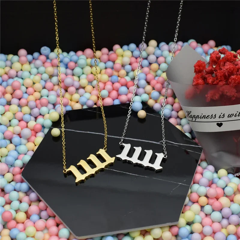 $10 christmas gifts Angel Number 1111 Necklace For Women 111 222 333 444 777 Stainless Steel Choker Chain Jewelry Best Friends Birthday Gift BFF