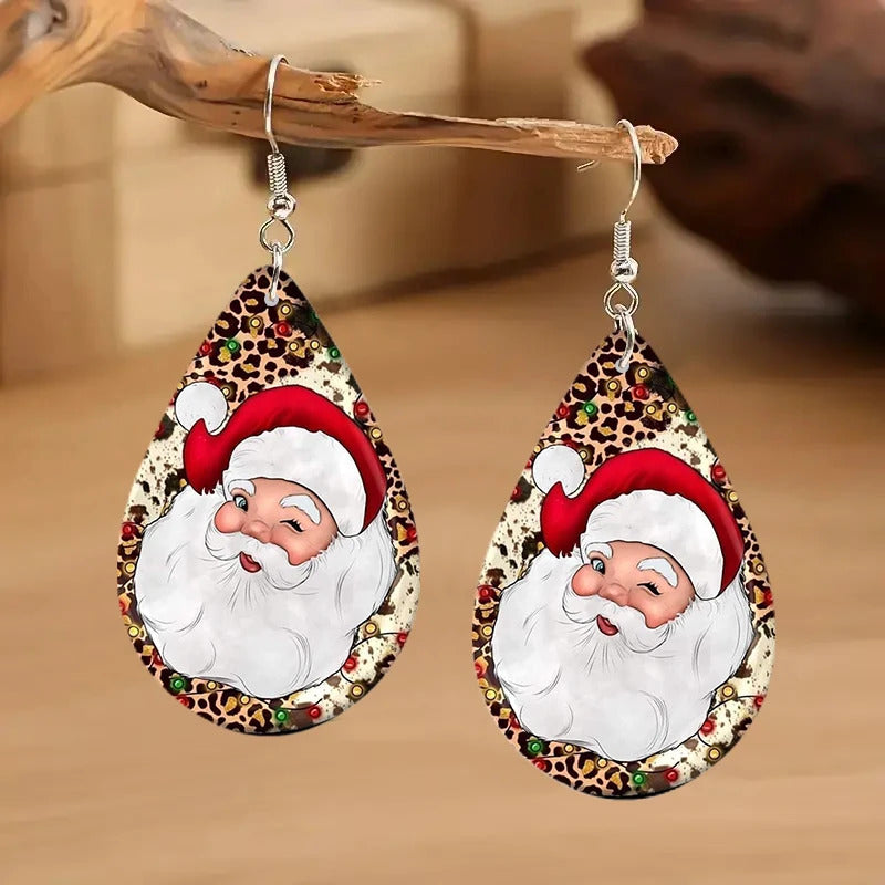 $10 christmas gifts Cute Christmas Earrings For Girls Santa Claus Tree Snowman Teardrop Wooden Drop Dangle Perfect New Year Women Gifts $10 gift ideas