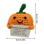 $10 christmas gifts Positive Crochet Pumpkin Tiny Pumpkin Emotional Support Crochet Decor 8Cm/3.15Inch Cute Crochet Doll With Positive Card Cartoon