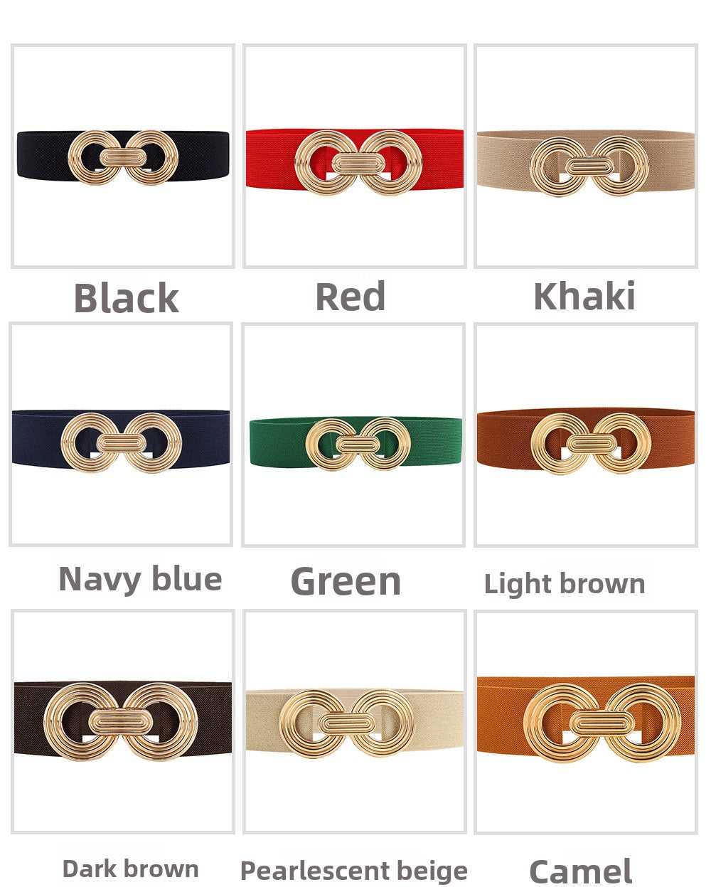 Wide Elastic Dress Waistband Multicolor Gold Metal Alloy Double Circle Hook Fashionable Woman's Belt，Corset Belt