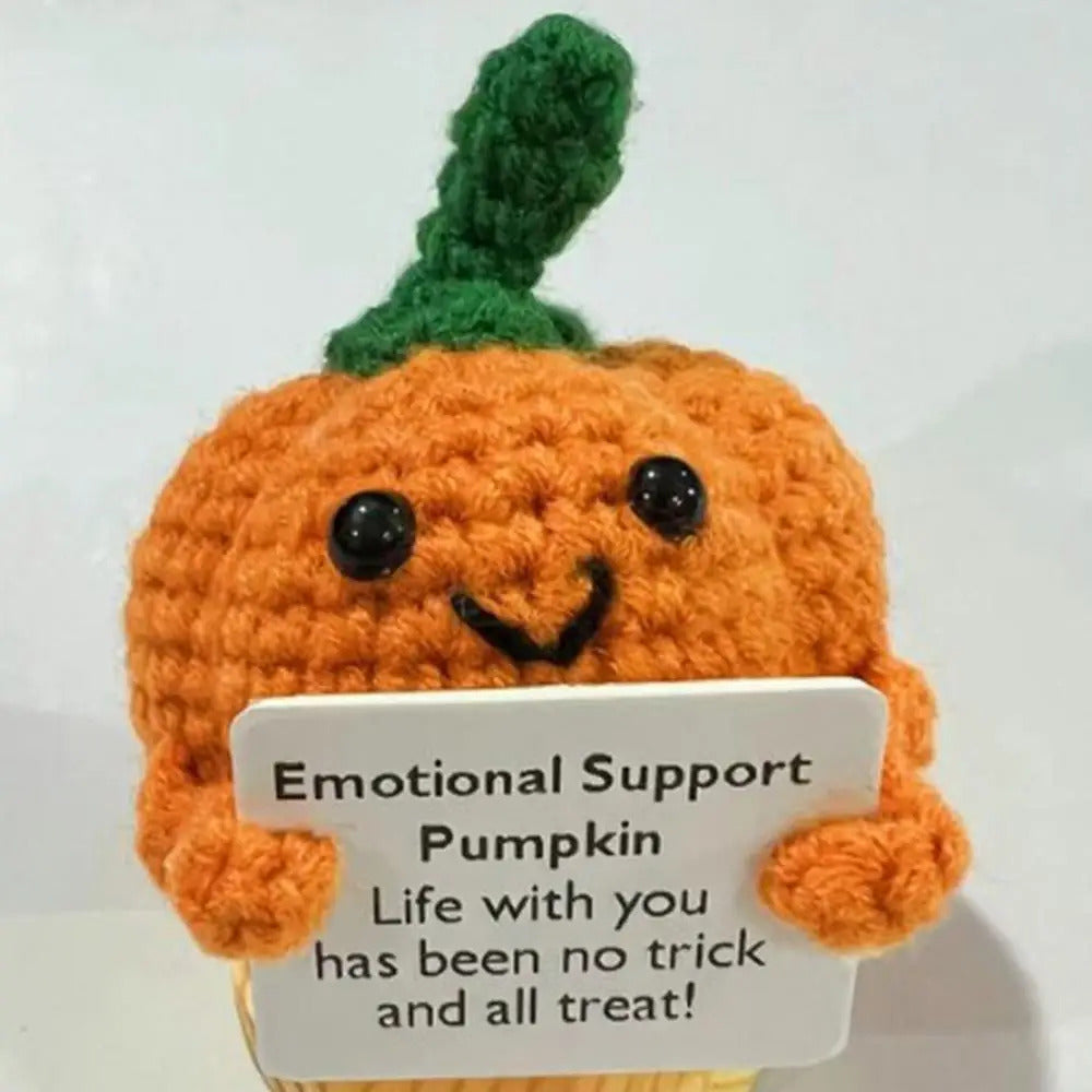 $10 christmas gifts Positive Crochet Pumpkin Tiny Pumpkin Emotional Support Crochet Decor 8Cm/3.15Inch Cute Crochet Doll With Positive Card Cartoon