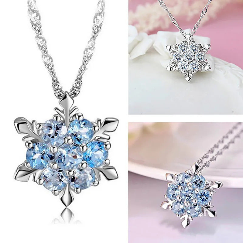 $10 christmas gifts 1pc Snowflake Party Necklace Women Elegant Chic Pendant Crystal Rhinestone Necklaces Pendants Christmas Decorations