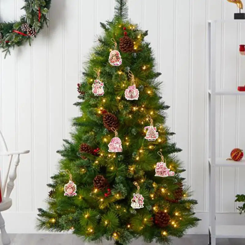 $10 christmas gifts Tree Ornaments Pink Christmas Tree Ornaments Pink 8Pieces Christmas Pendants Tree Ornaments Vintage Holiday Decorations Cute
