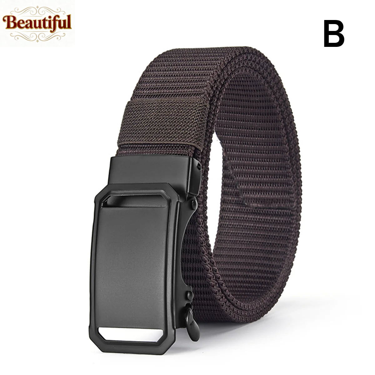 High-End Elastic Waistband Canvas Nylon Tactical Woven Belt for Men