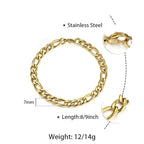 christmas gifts 3/5/7/9mm Gold Silver Color Bracelet Curb Chains Link Men link Chain Stainless Steel Male Female Accessories Fashion DKBM171A
