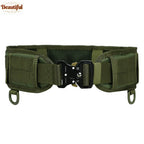 Tactical MOLLE Battle Belt for Men Adjustable Padded Waistband with Quick Release Buckle Duty Belt for Hunting, Paintball