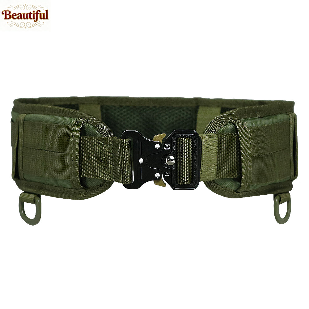 Tactical MOLLE Battle Belt for Men Adjustable Padded Waistband with Quick Release Buckle Duty Belt for Hunting, Paintball