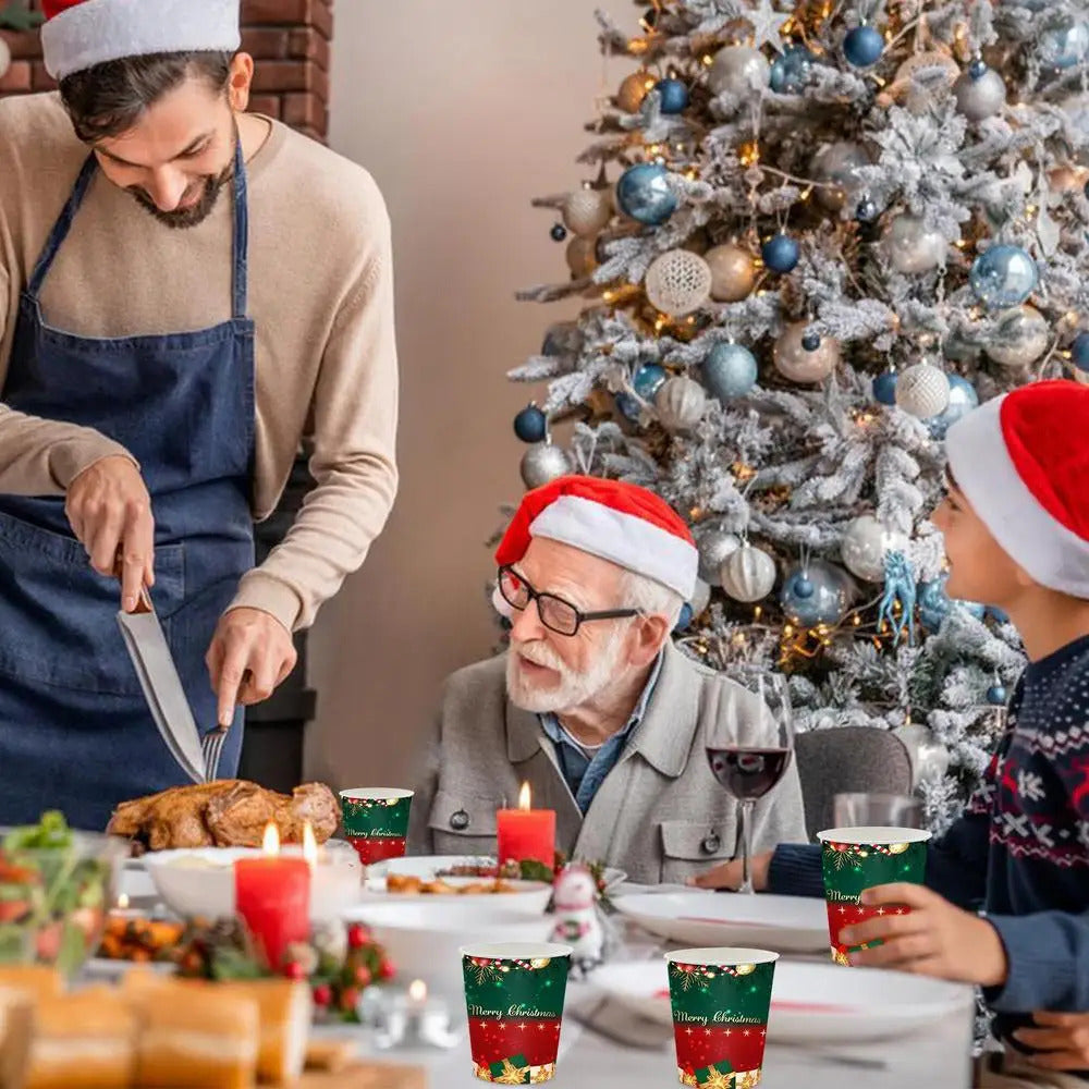 $10 christmas gifts Merry Christmas Party Disposable Paper Plate Tableware Napkins Tablecloth Christmas Decor For Home New Year 2025 $10 gift ideas