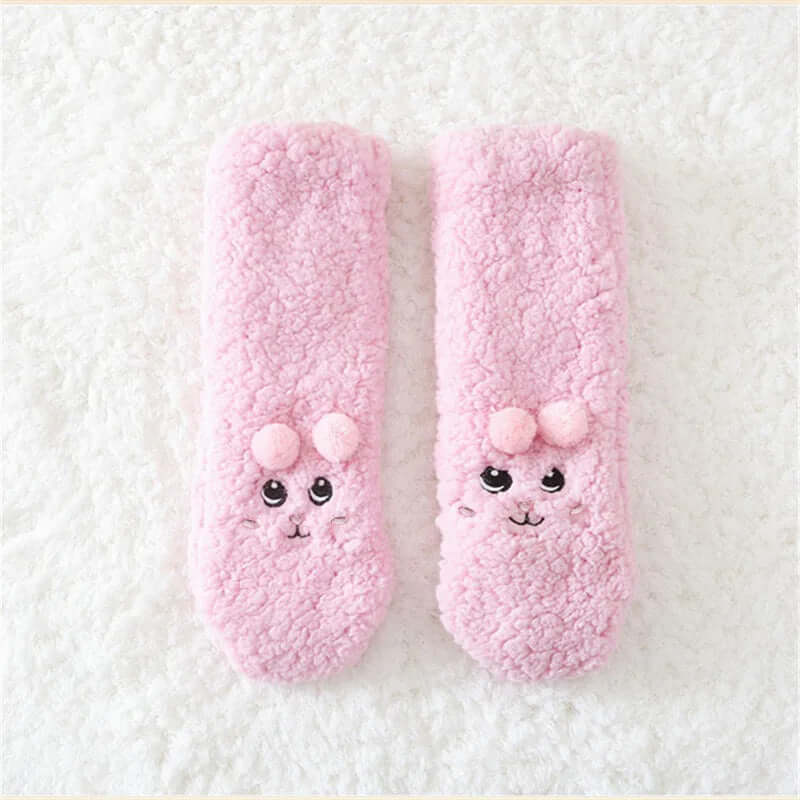Floor Socks Women Autumn and Winter Velvet Coral Fleece Socks Sleep Home Slippers Snow Socks Confinement Bear Carpet Socks