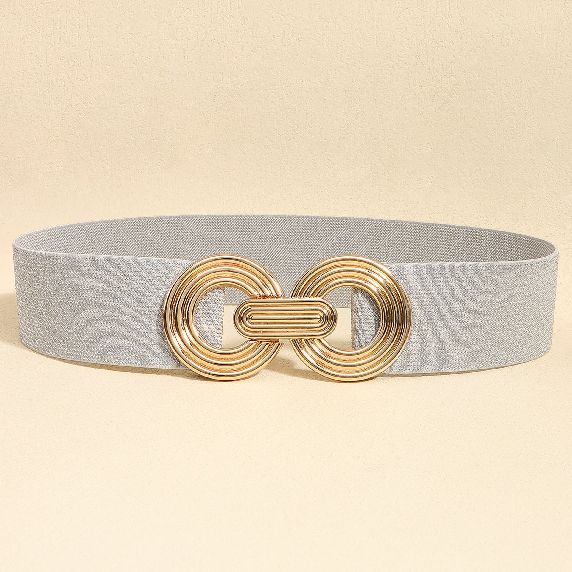 Wide Elastic Dress Waistband Multicolor Gold Metal Alloy Double Circle Hook Fashionable Woman's Belt，Corset Belt