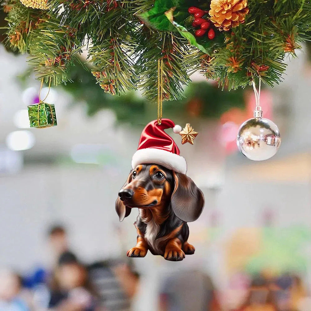 personalized christmas ornaments 2025 Christmas Cartoon Dog Ornament Acrylic Cute Dog Pendant Funny Puppy Pendant Xmas Tree Backpack Car Interior