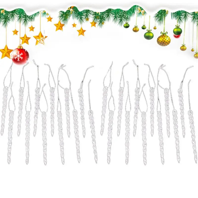 Icicle Christmas Tree Ornaments 42X Clear Acrylic Icicles Drop Pendants Christmas Tree Crystal Decorations For Winter Holiday
