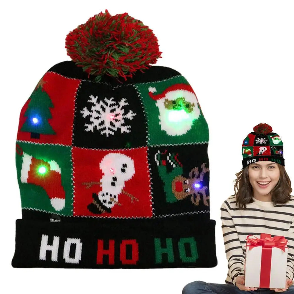 $10 christmas gifts Christmas LED Christmas Beanie Hat Winter Warm With Poms Outdoor Light Up Hat Unisex Flashing Caps For Home Party $10 gift ideas