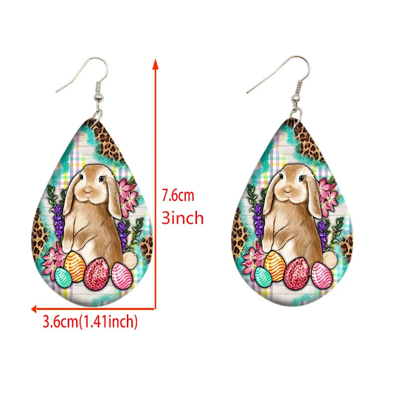 $10 christmas gifts Lovely Animal Design Teardrop Earrings Rabbit Pig Owl Tiger Print Colorful Wooden Drop Ear Dangle Jewelry Girls Christmas Gifts