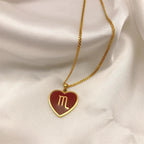 $10 christmas gifts 12 Constellation Necklace for Women Charms Enamel Heart Zodiac Sign Pendant Necklace Aries Leo Amulet