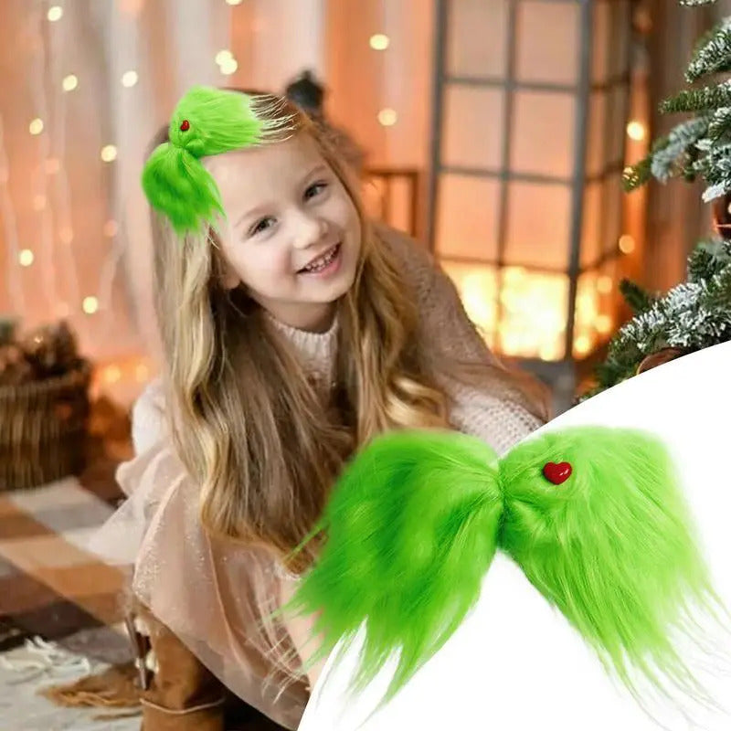 $10 christmas gifts Green Bows Green Furry Hairpin Christmas Tree Decorations Holiday Hair Accessories For Hair Styling $10 gift ideas
