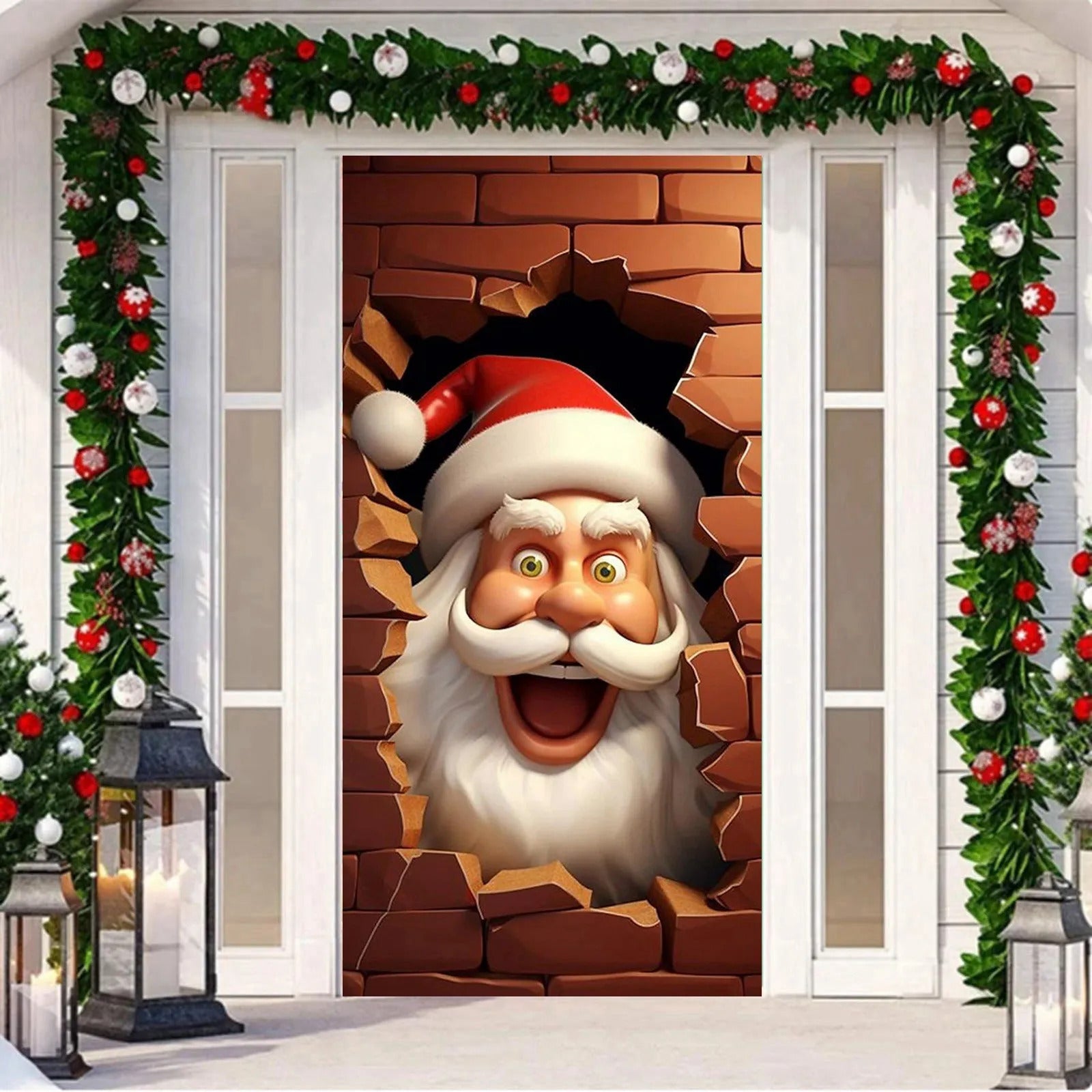 $20 christmas giftsSanta Door Cover Decoration Tapestry Holiday Party Door Curtain Tapestry Door Cover Christmas Decoration Party Flag Streamers