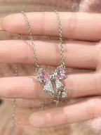 $10 christmas gifts Pink bow necklace sweet cool girl clavicle chain all-match light luxury high-end simple cool accessories $10 gift ideas