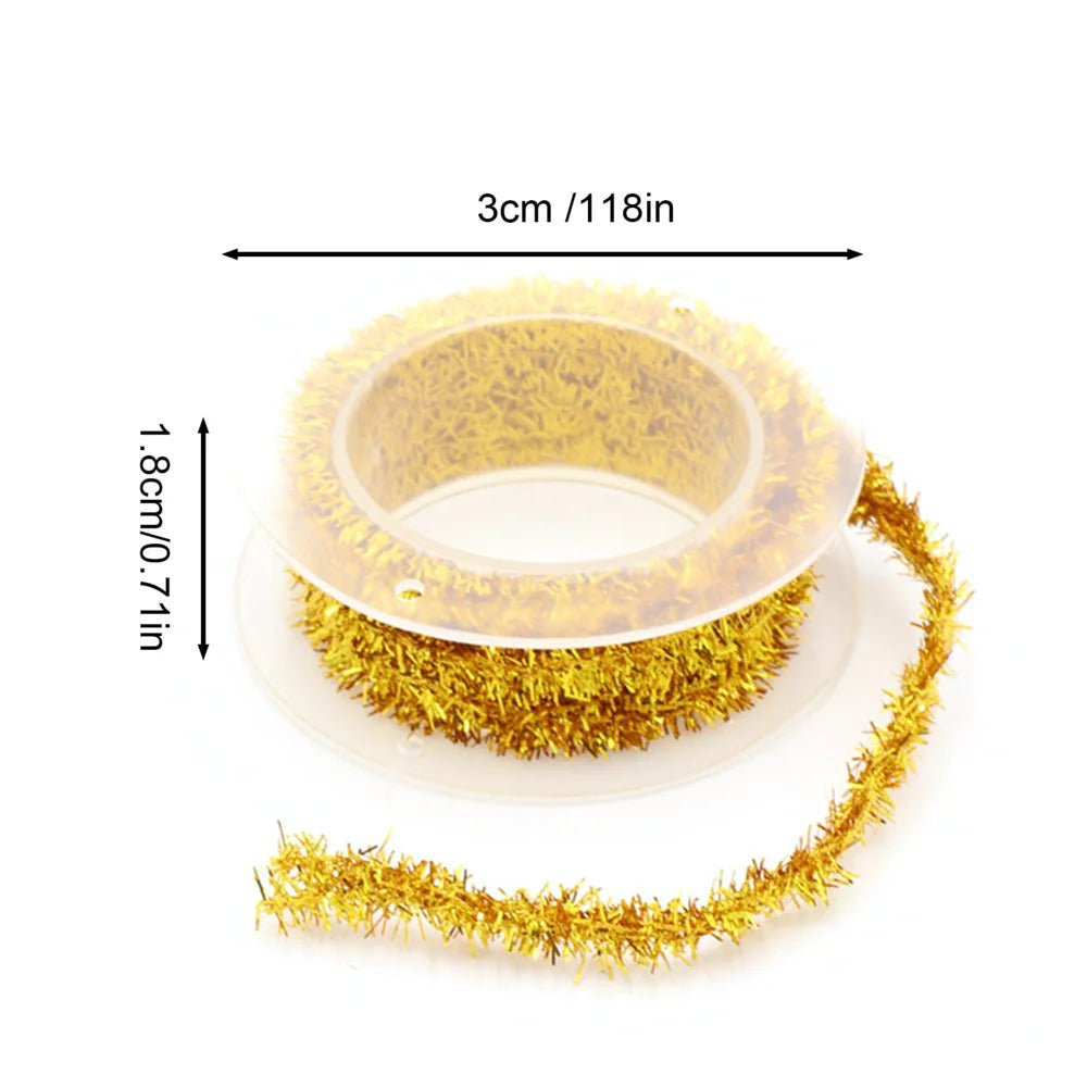 2M Christmas Tree Ribbon Wired Wide Glitter Colorful Shiny Ribbons Decorative Christmas DIY Gift Wrapping Holiday Party Decor