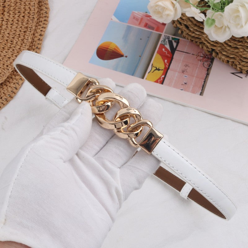 High Quality Ladies' Leather Thin Belt All-match Decoration for Bottoms Blazer Dress Waist Chain Retro Solid Belt