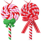 $10 christmas gifts Christmas Tree Decoration Ornament Simulated Soft Clay Lollipop Red White Candy Cane Xmas Tree Pendants Xmas 2025 Decor For Home