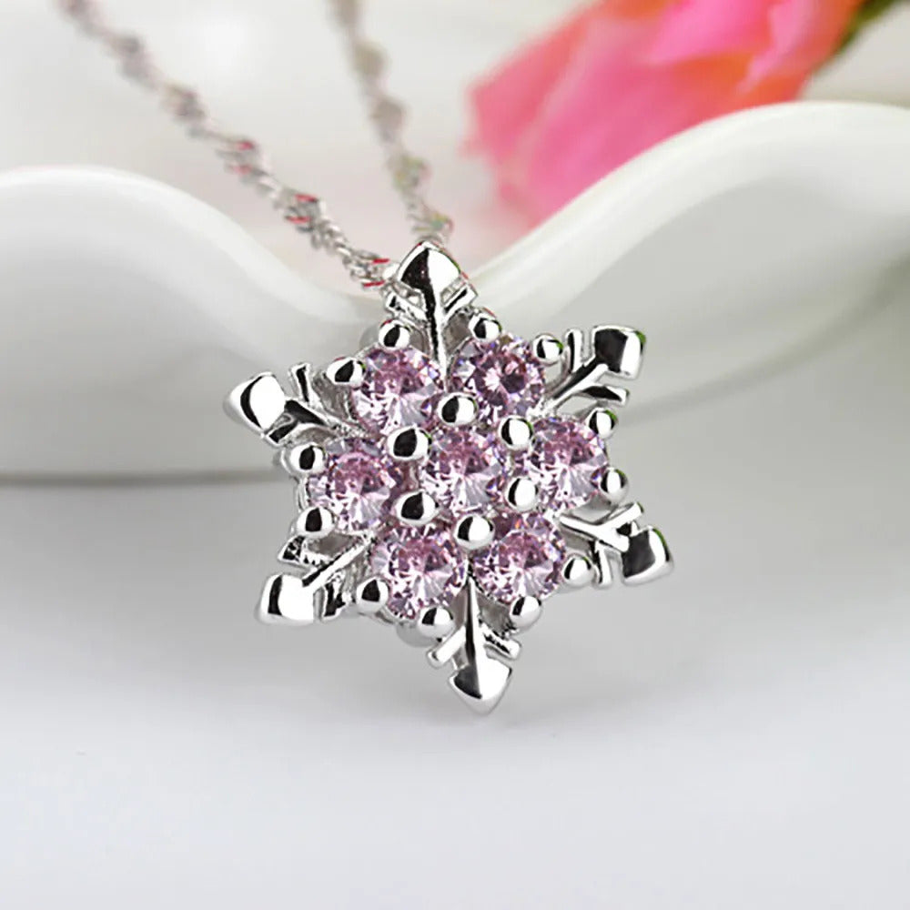 $10 christmas gifts 1pc Snowflake Party Necklace Women Elegant Chic Pendant Crystal Rhinestone Necklaces Pendants Christmas Decorations