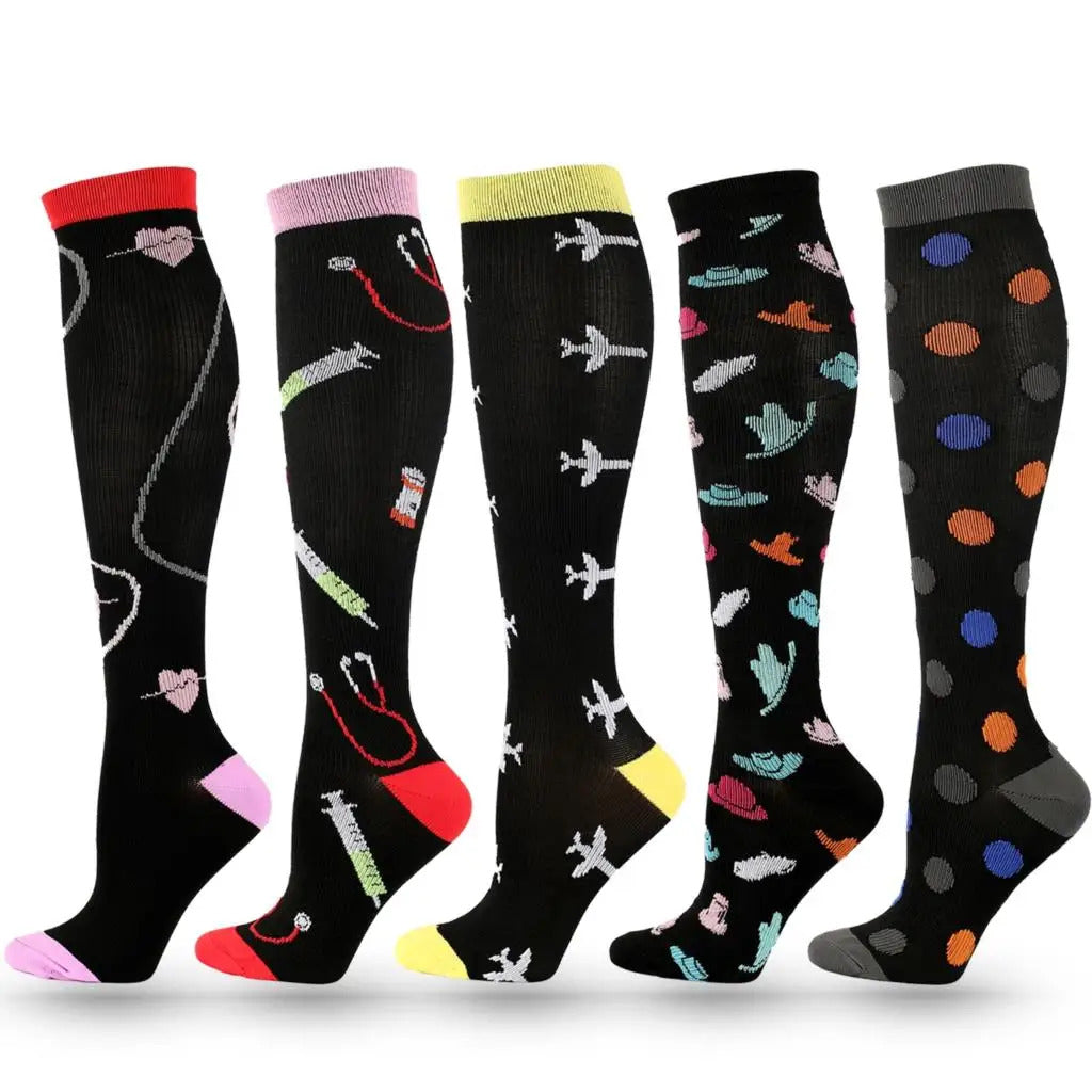 Compression Stockings Outdoor  Men's Women's Socks  Basketball Bicycle Sock Printed Sports Natural Walking