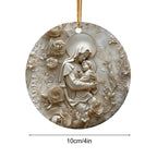 Round 3D Printed Acrylic Nativity Scene pendant Decorations Catholic Christmas Decorations 4in Christmas Nativity Ornaments