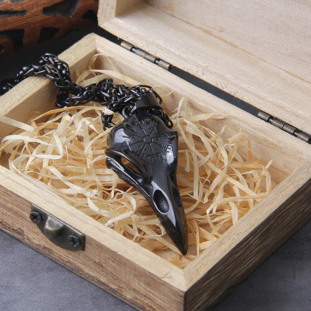 $20 christmas gifts Men Retro Crow Viking Pirate Pendant Necklace Stainless Steel Raven Neck Chain For Male Men's Berserk Rune Cool Fashion Jewelry