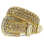 Bold&Eye-Catching Red Bling Bling Diamond Belt Rhinestone&Spike Studded Leather Belt