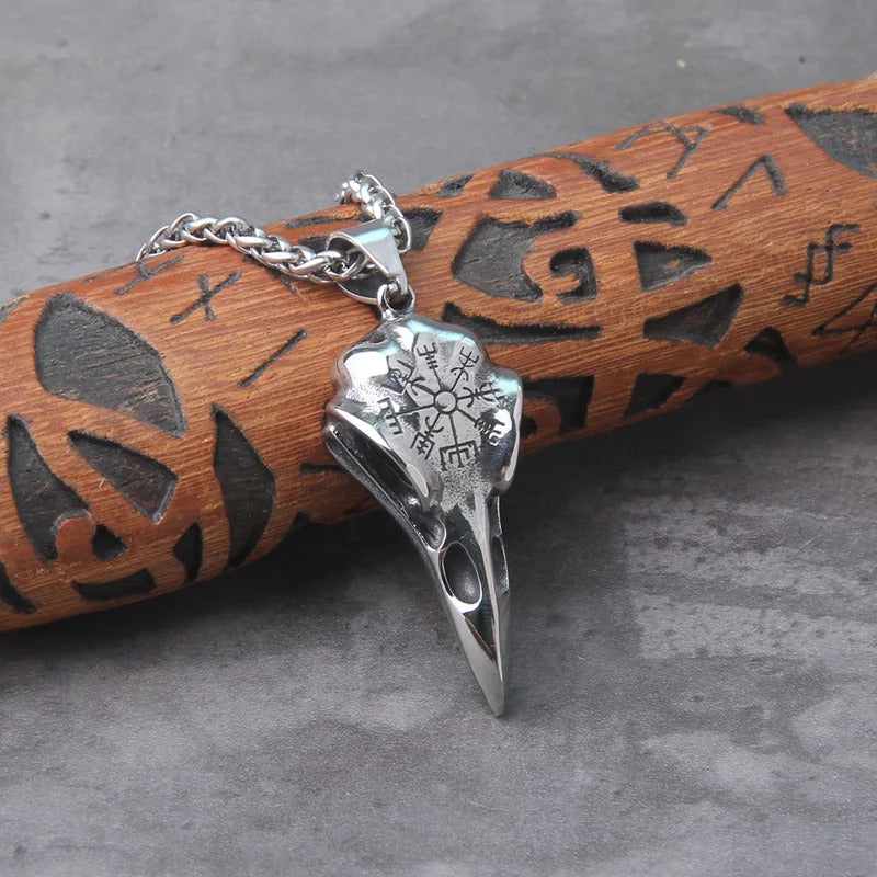 $20 christmas gifts Men Retro Crow Viking Pirate Pendant Necklace Stainless Steel Raven Neck Chain For Male Men's Berserk Rune Cool Fashion Jewelry
