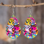 $10 christmas gifts Lovely Animal Design Teardrop Earrings Rabbit Pig Owl Tiger Print Colorful Wooden Drop Ear Dangle Jewelry Girls Christmas Gifts