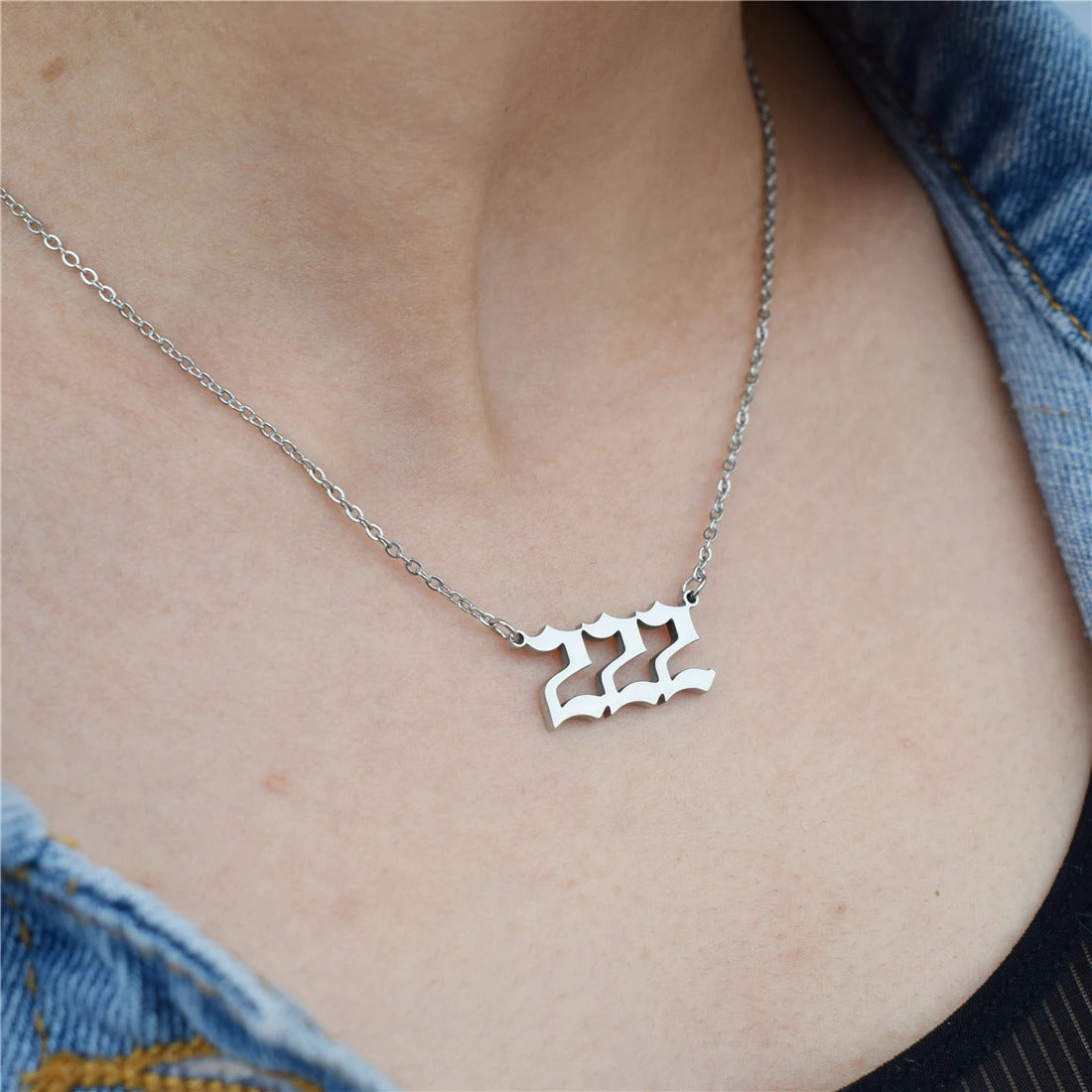 $10 christmas gifts Angel Number 1111 Necklace For Women 111 222 333 444 777 Stainless Steel Choker Chain Jewelry Best Friends Birthday Gift BFF