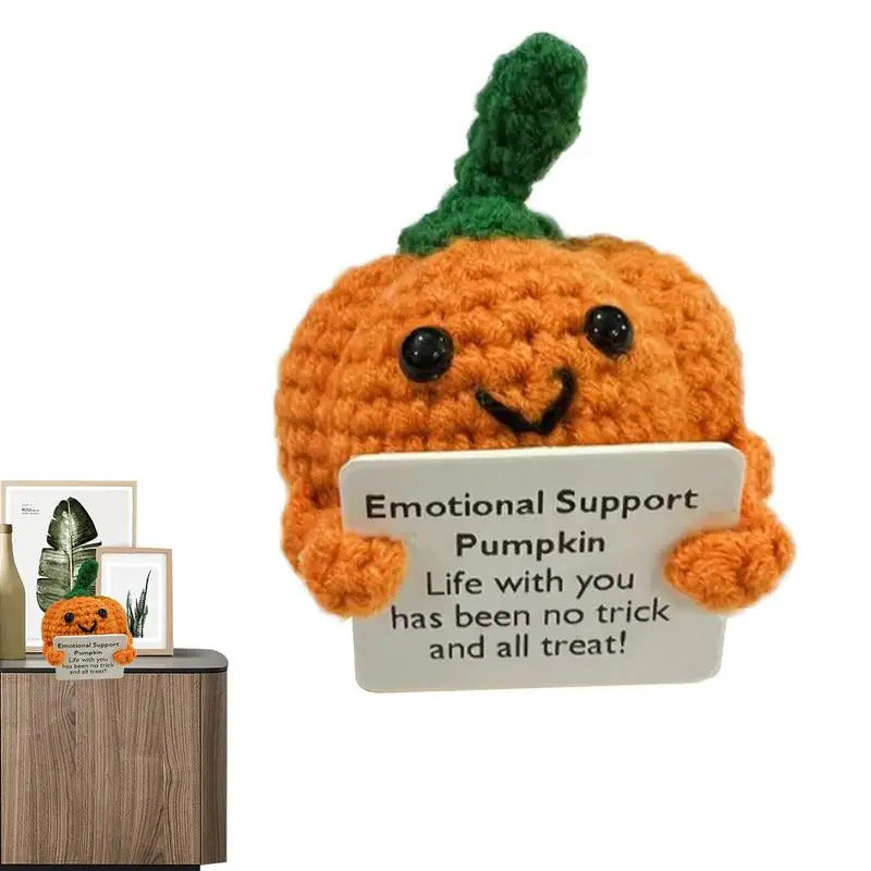 $10 christmas gifts Positive Crochet Pumpkin Tiny Pumpkin Emotional Support Crochet Decor 8Cm/3.15Inch Cute Crochet Doll With Positive Card Cartoon