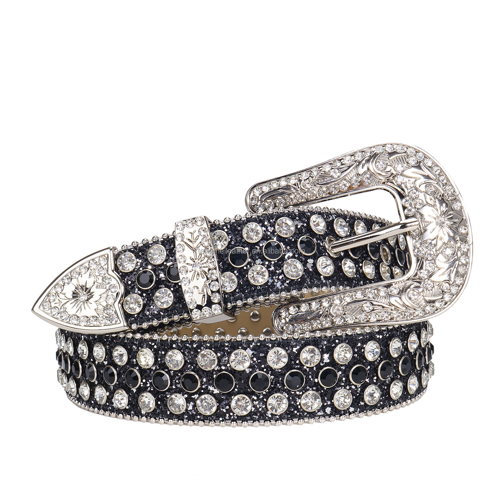 Floral Buckle Western Rhinestone Belt Man Designer BB Diamond Studded Leather Waist Belt Strap Cinturon De Diamantes