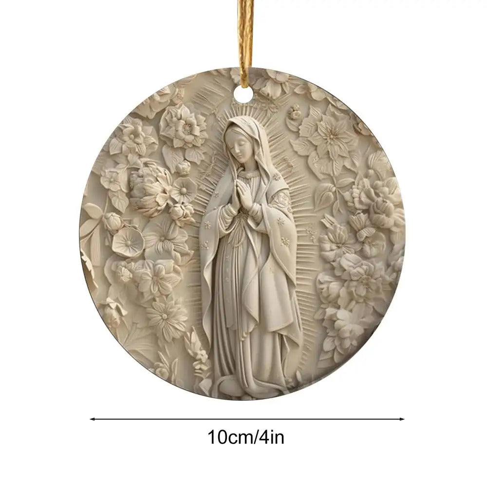 Round 3D Printed Acrylic Nativity Scene pendant Decorations Catholic Christmas Decorations 4in Christmas Nativity Ornaments