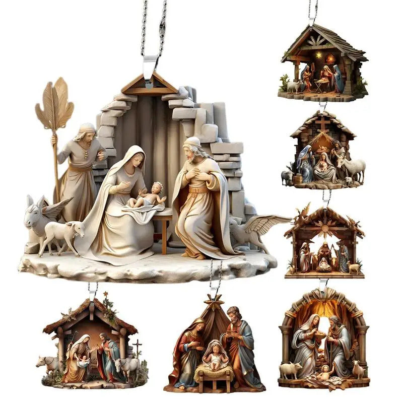 $10 christmas gifts 2D Christmas Nativity Scene Ornaments Nativity Scene Christmas Tree Decoration Nativity Scene Christmas Tree Decoration Acrylic