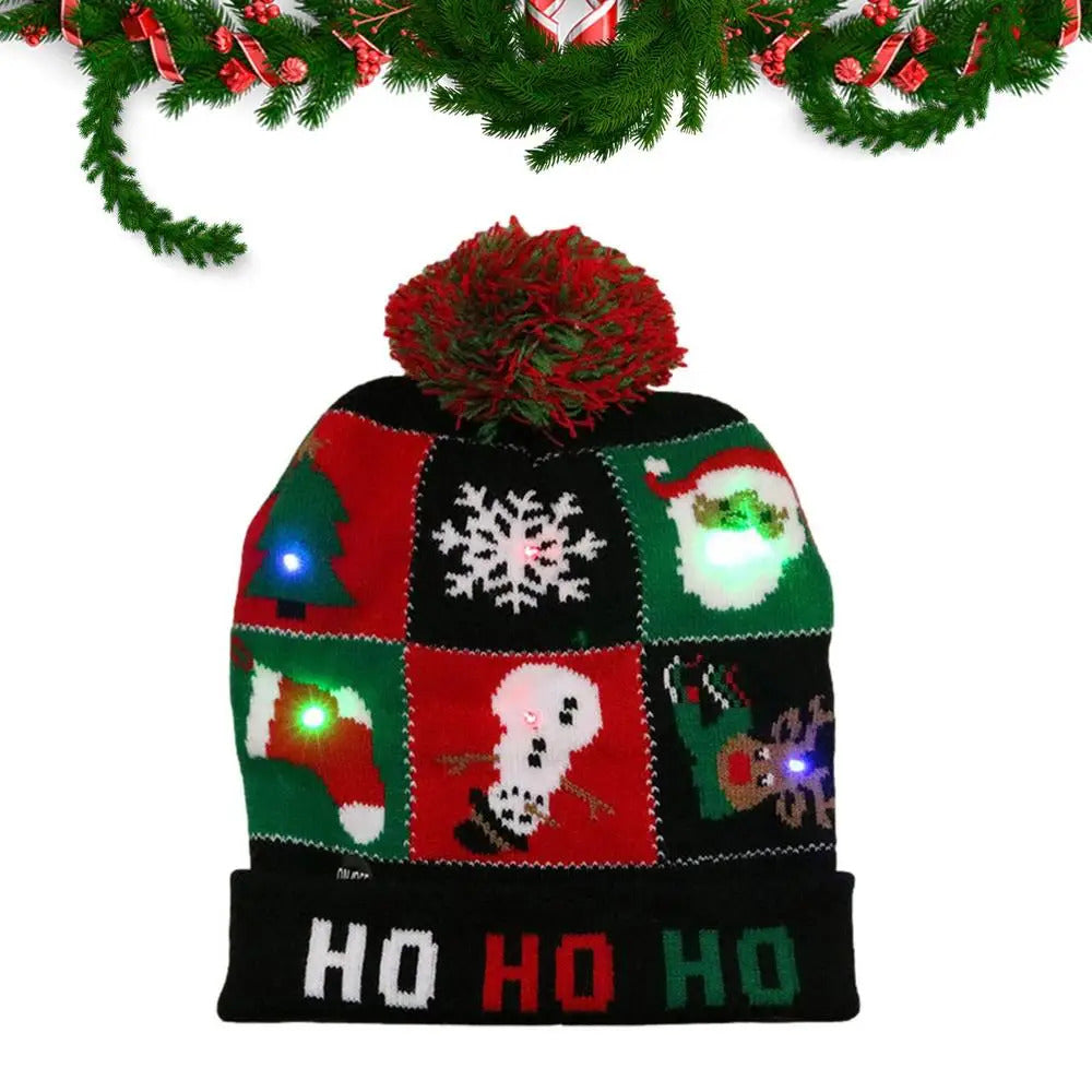 $10 christmas gifts Christmas LED Christmas Beanie Hat Winter Warm With Poms Outdoor Light Up Hat Unisex Flashing Caps For Home Party $10 gift ideas