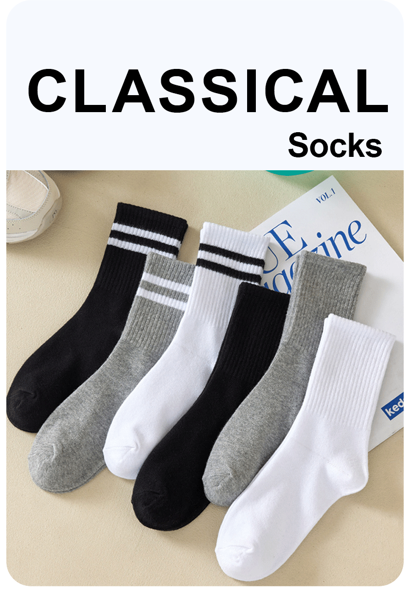 6 Pairs Women's Mid Socks Solid Color Breathable Comfortable In Autumn Winter Sweat Absorbing High-Quality Casual Socks Sports