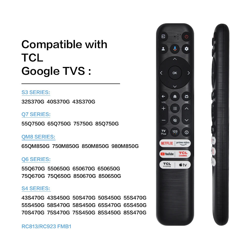 New RC813 FMB1 Voice Remote Control Suitable for TCL Q550G Q650G Q670G Q750G S370G LED UHD QLED Smart TVs