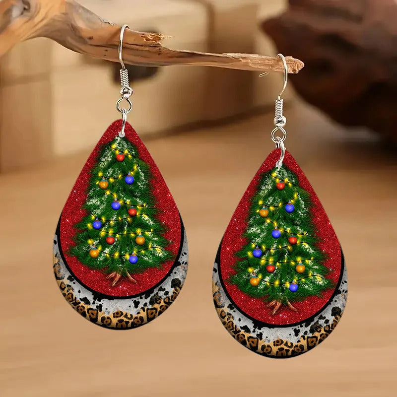 $10 christmas gifts Cute Christmas Earrings For Girls Santa Claus Tree Snowman Teardrop Wooden Drop Dangle Perfect New Year Women Gifts $10 gift ideas