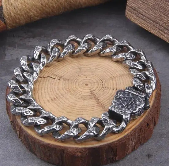 $10 christmas gifts Never Fade Stainless Steel Vikings Bracelets For Men Blank Color Punk Curb Cuban Link Chain Bracelets with gift wooden box