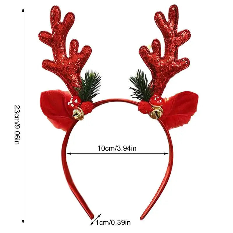 $10 christmas gifts Christmas Deer Antlers Headband Cute Reindeer Antlers Headband Glitter Antlers Plush Ears Bell Head Buckle Christmas Ornament