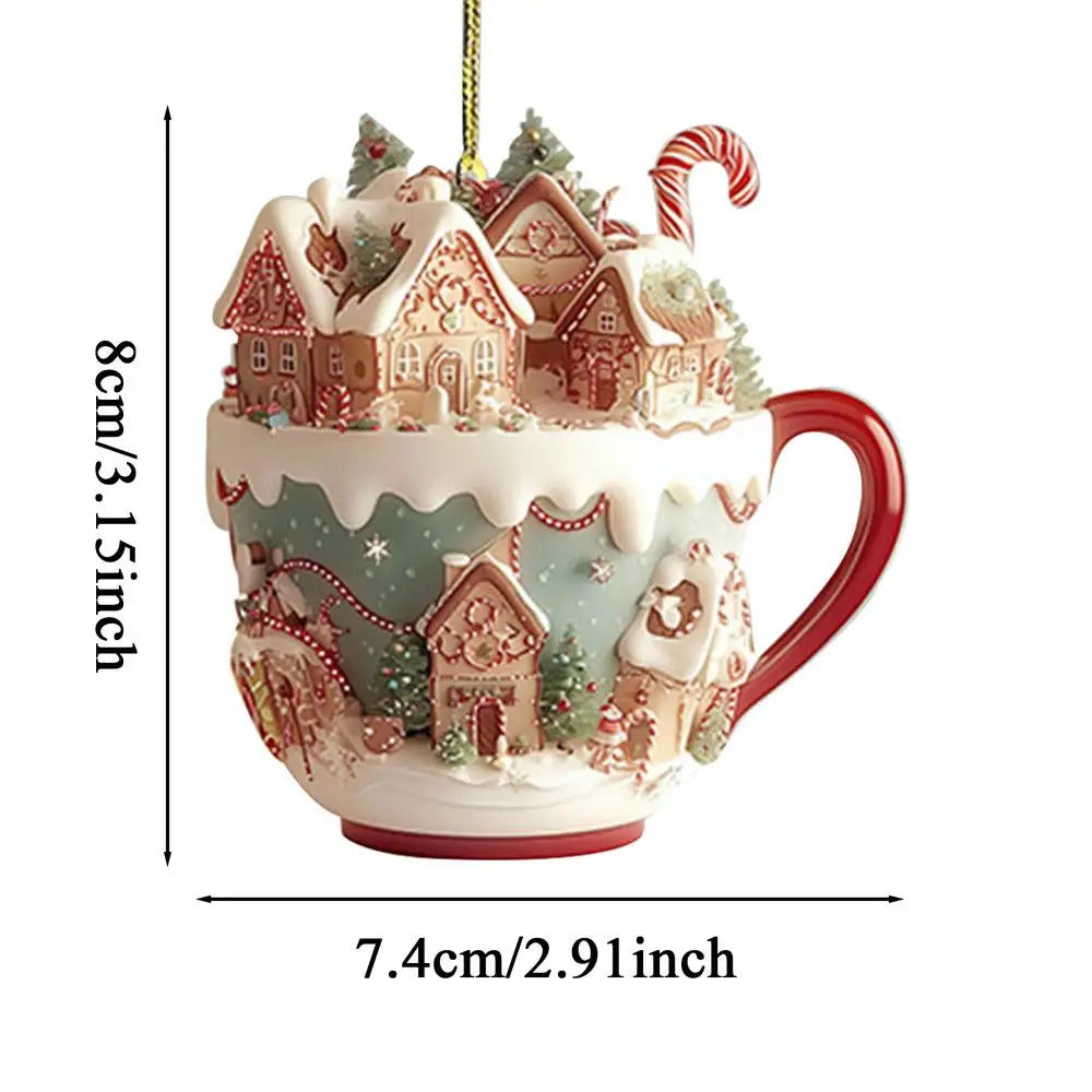 $10 christmas gifts Christmas Snow House Pendant Decoration Tree Pendant Snow House Acrylic Ornament 2D Art Keychain Pendant Seasonal Decor Backpack