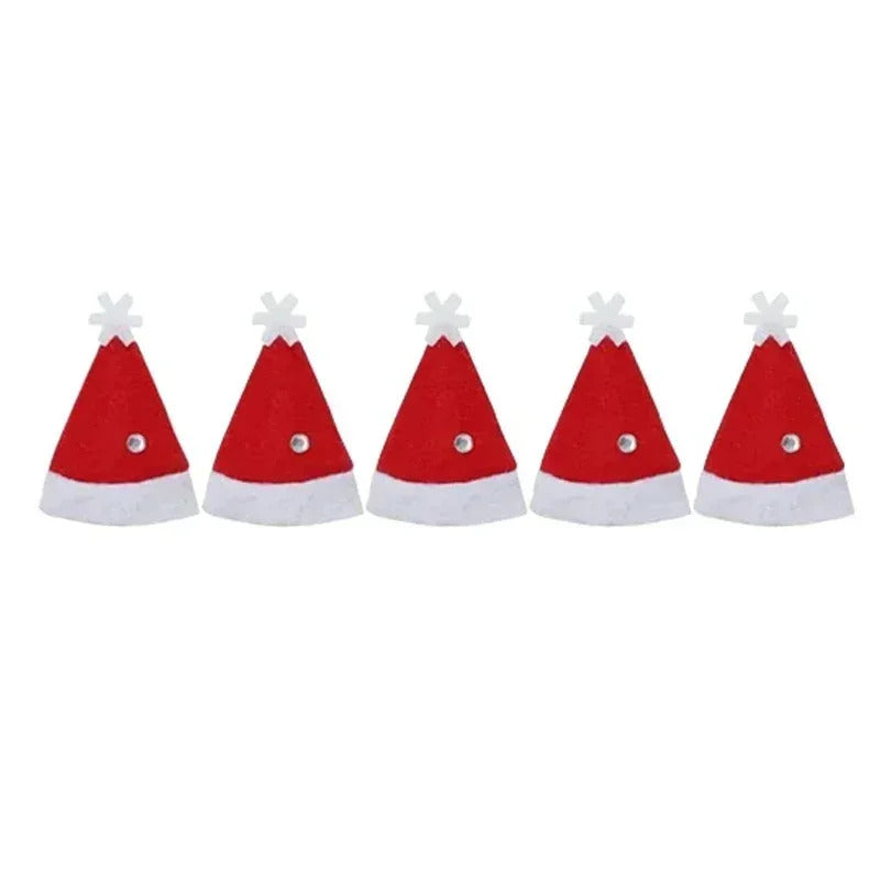 2025 xmas ornament Lots Christmas Wine Bottle Cover Cap Red Green Xmas Hats Scarf Home Ornament Festival Party Tableware Decoration Supplies 2025