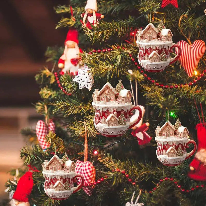 $10 christmas gifts Christmas Snow House Pendant Decoration Tree Pendant Snow House Acrylic Ornament 2D Art Keychain Pendant Seasonal Decor Backpack