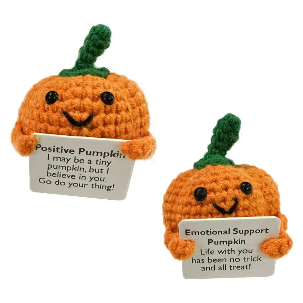 $10 christmas gifts Positive Crochet Pumpkin Tiny Pumpkin Emotional Support Crochet Decor 8Cm/3.15Inch Cute Crochet Doll With Positive Card Cartoon