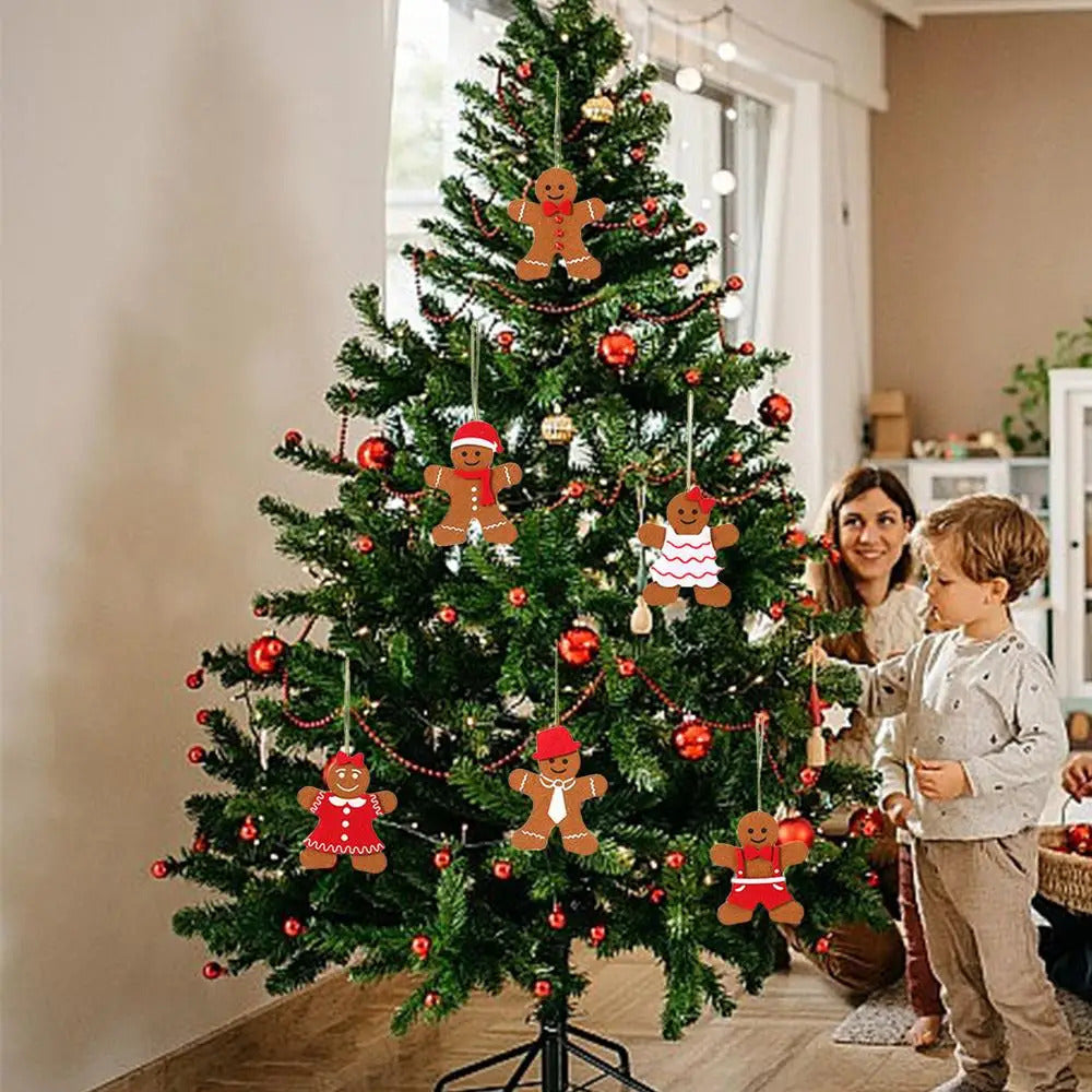 $10 christmas gifts 6pcs Gingerbread Man Ornaments Doll Christmas Decoration Pendants Xmas Tree Hanging Ornament Christmas for Home New Year Gift
